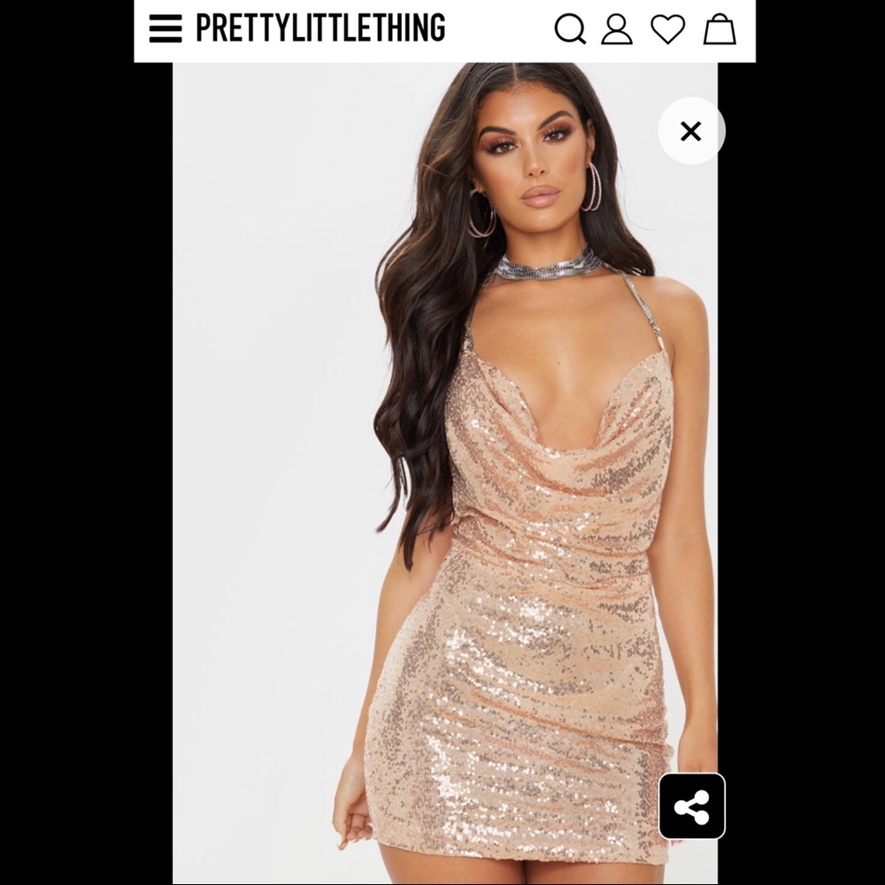 Rose Gold Sequin Chain Mini Dress